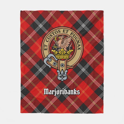 Clan Marjoribanks Crest over Tartan Fleece Deken (Voorkant)