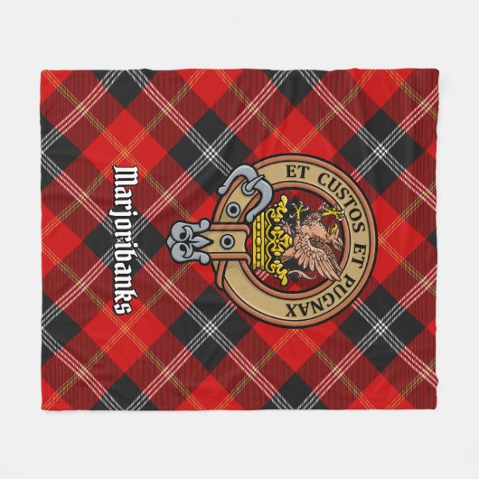 Clan Marjoribanks Crest over Tartan Fleece Deken (Voorkant (Horizontaal))