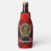 Clan Marjoribanks Crest over Tartan Flesjeskoeler (Fles Voorkant)