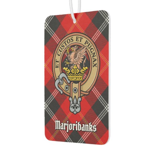 Clan Marjoribanks Crest over Tartan Luchtverfrisser (Links)