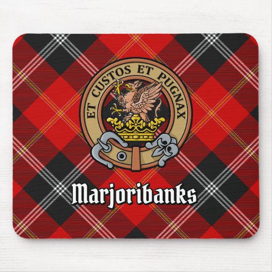 Clan Marjoribanks Crest over Tartan Muismat (Voorkant)