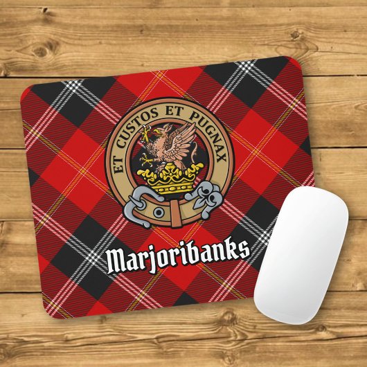 Clan Marjoribanks Crest over Tartan Muismat