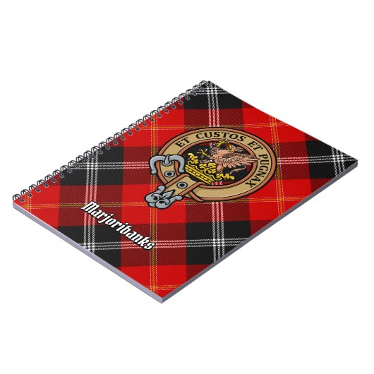 Clan Marjoribanks Crest over Tartan Notitieboek (Linkerzijde)