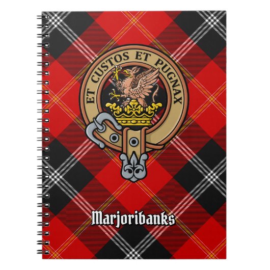 Clan Marjoribanks Crest over Tartan Notitieboek (Voorkant)