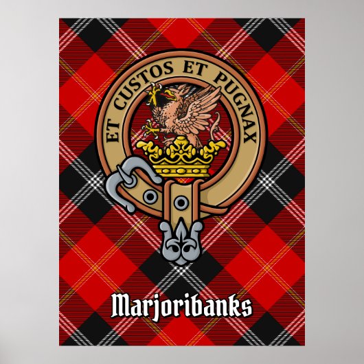 Clan Marjoribanks Crest over Tartan Poster (Voorkant)