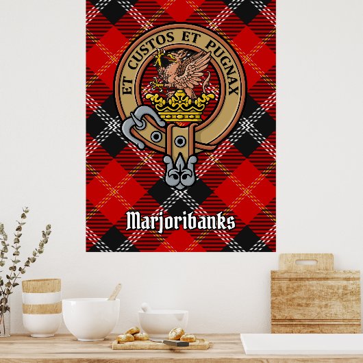 Clan Marjoribanks Crest over Tartan Poster (Keuken)