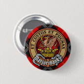 Clan Marjoribanks Crest over Tartan Ronde Button 5,7 Cm (Voorkant /achterkant)