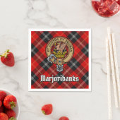 Clan Marjoribanks Crest over Tartan Servet (Insitu)