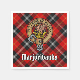 Clan Marjoribanks Crest over Tartan Servet