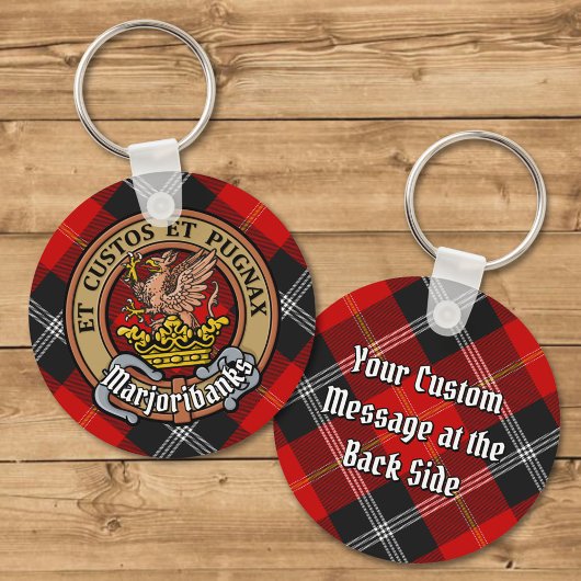 Clan Marjoribanks Crest over Tartan Sleutelhanger
