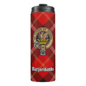 Clan Marjoribanks Crest over Tartan Thermosbeker (Voorkant)
