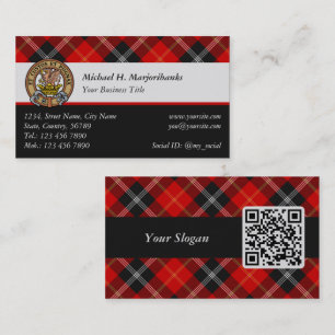 Clan Marjoribanks Crest over Tartan Visitekaartje