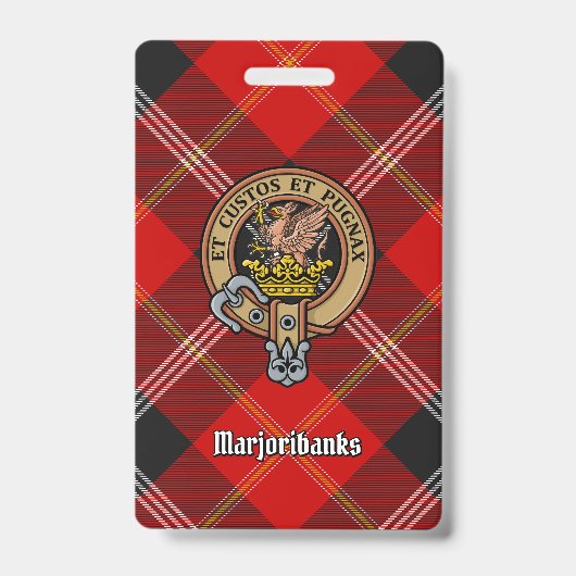 Clan Marjoribanks Wapen over Tartan Badge (Voorzijde)