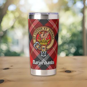 Clan Marjoribanks Wapen over Tartan Geïsoleerde Drinkbeker