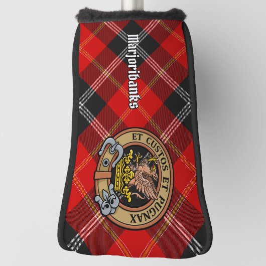 Clan Marjoribanks Wapen over Tartan Golfheadcover (Draai 90)