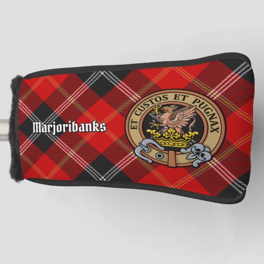 Clan Marjoribanks Wapen over Tartan Golfheadcover (Voorkant)