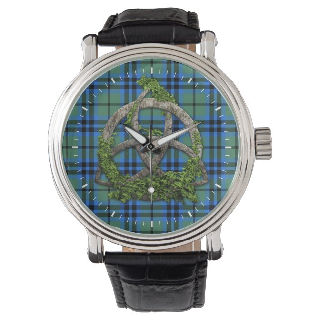 Clan Marshall Tartan Keltische Drie-eenheid Horloge (Voorkant)