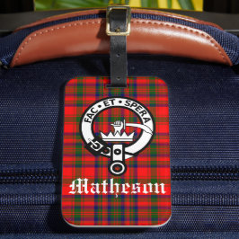 Clan Matheson Crest Badge en Tartan Bagagelabel