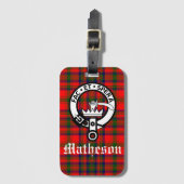 Clan Matheson Crest Badge en Tartan Bagagelabel (Voorkant (verticaal))