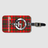 Clan Matheson Crest Badge en Tartan Bagagelabel (Voorkant (horizontaal))