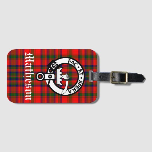Clan Matheson Crest Badge en Tartan Bagagelabel (Voorkant (horizontaal))