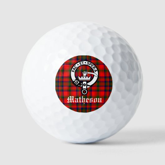 Clan Matheson Crest Badge en Tartan Golfballen (Voorkant)