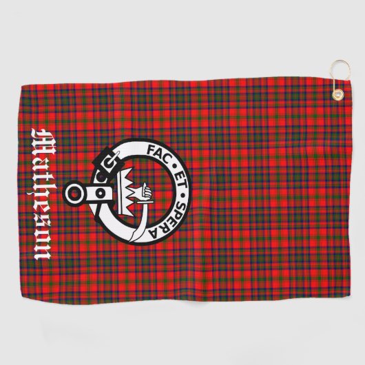 Clan Matheson Crest Badge en Tartan Golfhanddoek (Horizontaal)