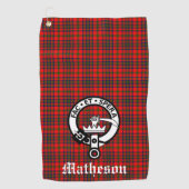 Clan Matheson Crest Badge en Tartan Golfhanddoek (Voorkant)