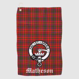 Clan Matheson Crest Badge en Tartan Golfhanddoek