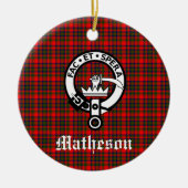 Clan Matheson Crest Badge en Tartan Keramisch Ornament (Voorkant)