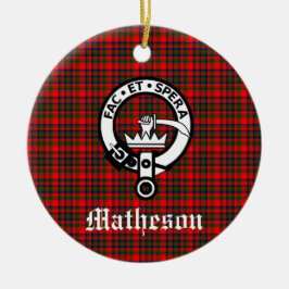 Clan Matheson Crest Badge en Tartan Keramisch Ornament