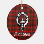 Clan Matheson Crest Badge en Tartan Keramisch Ornament (Links)