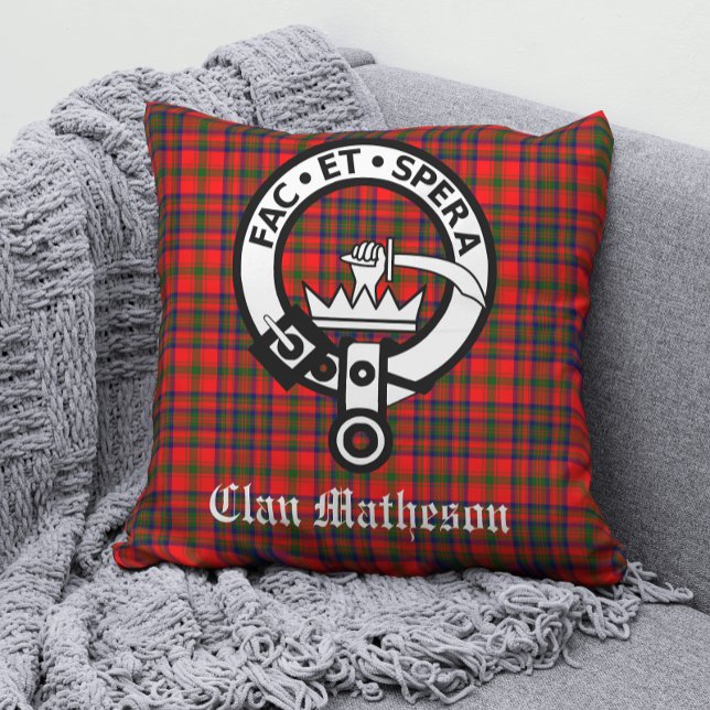 Clan Matheson Crest Badge en Tartan Kussen (Creator heeft geüpload)