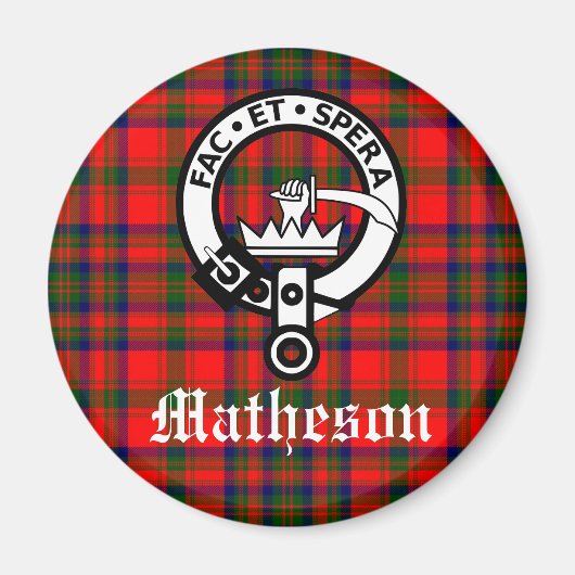 Clan Matheson Crest Badge en Tartan Magneet (Voorkant)