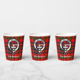 Clan Matheson Crest Badge en Tartan Papieren Bekers