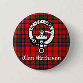 Clan Matheson Crest Badge en Tartan Ronde Button 5,7 Cm