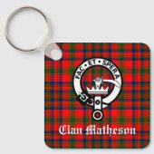 Clan Matheson Crest Badge en Tartan Sleutelhanger (Voorkant)