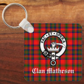 Clan Matheson Crest Badge en Tartan Sleutelhanger (Voorkant)
