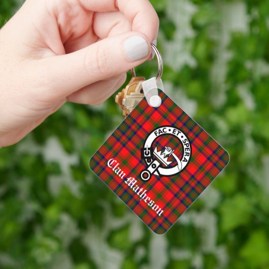 Clan Matheson Crest Badge en Tartan Sleutelhanger (Hand)