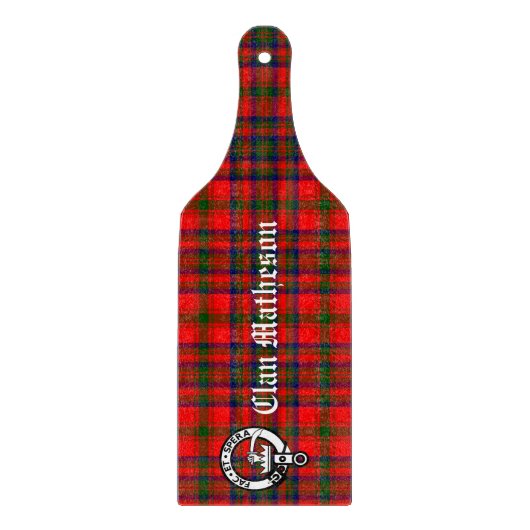 Clan Matheson Crest Badge en Tartan Snijplank (Voorkant)