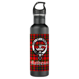 Clan Matheson Crest Badge en Tartan Waterfles