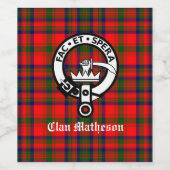 Clan Matheson Crest Badge en Tartan Wijn Etiket (Enkel label)