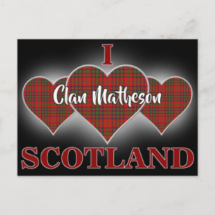 Clan Matheson I Love Scotland Tartan Heart Briefkaart