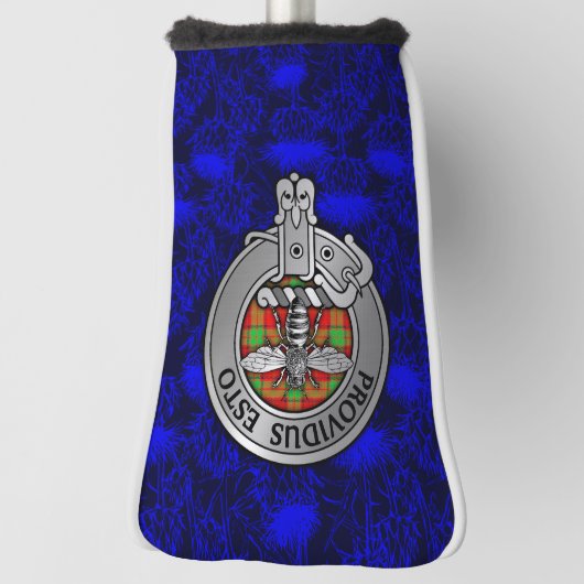 Clan Maxton Crest & Tartan op Thistle Golfheadcover (Draai 90)