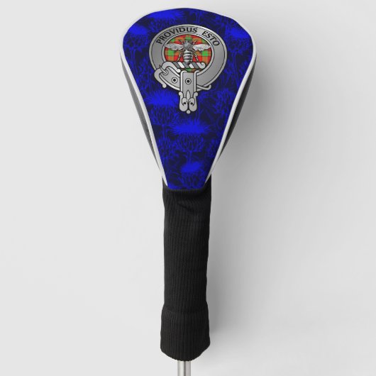 Clan Maxton Crest & Tartan op Thistle Golfheadcover (Voorkant)