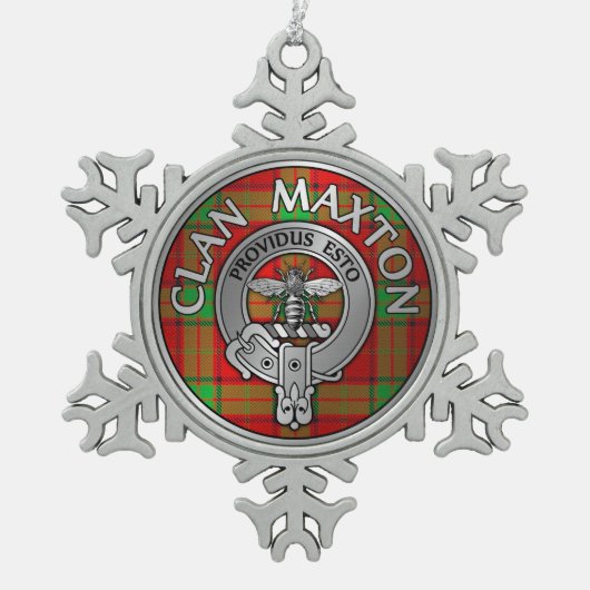 Clan Maxton Crest & Tartan Tin Sneeuwvlok Ornament (Voorkant)