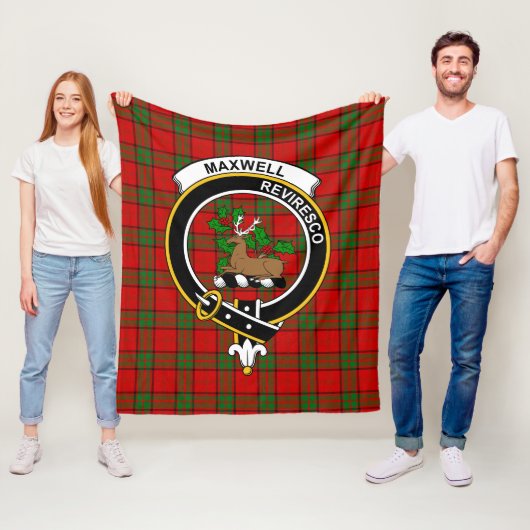 Clan Maxwell Red Tartan Plaid Fleece Deken (In situ)