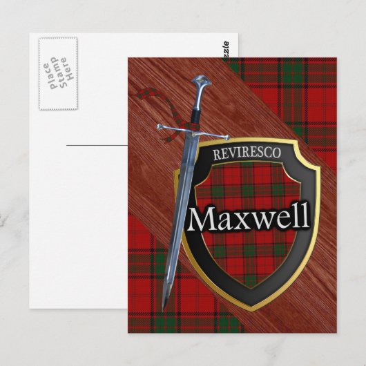 Clan Maxwell Tartan Sword & Shield Briefkaart (Voorkant / Achterkant)