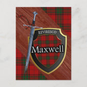 Clan Maxwell Tartan Sword & Shield Briefkaart (Voorkant)