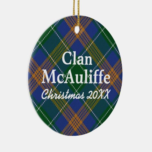 Clan McAuliffe Irish Tartan Keramisch Ornament (Rechts)